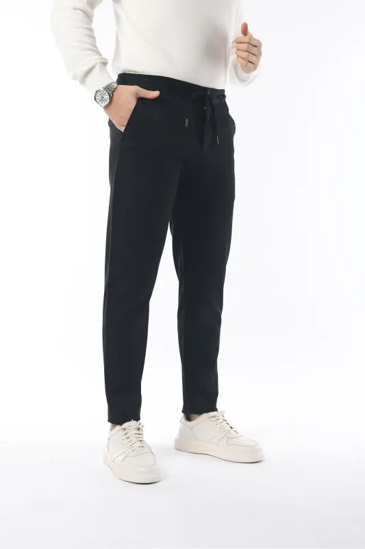 Slimfit Jogger Winter Black Lycra Comfortable Pants-Black - 5