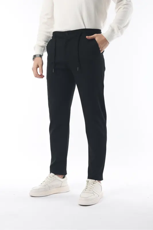 Slimfit Jogger Зимние Чёрные Эластичные Удобные Штаны-Чёрный - 2