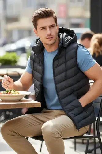 Slimfit Qora Erkaklar Puffer Jileti - MODACIX (1)