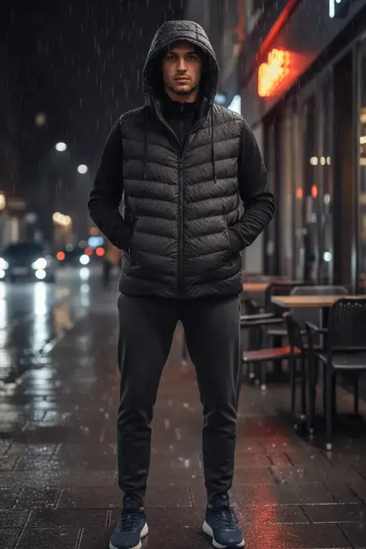 Slimfit Qora Erkaklar Puffer Jileti - 5