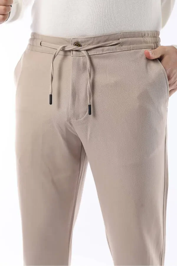 Slimfit Seasonal Beige Lycra Jogger Pants - 2