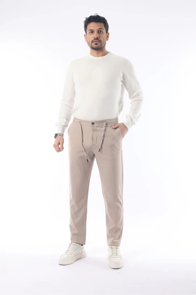 Slimfit Seasonal Beige Lycra Jogger Pants - 3