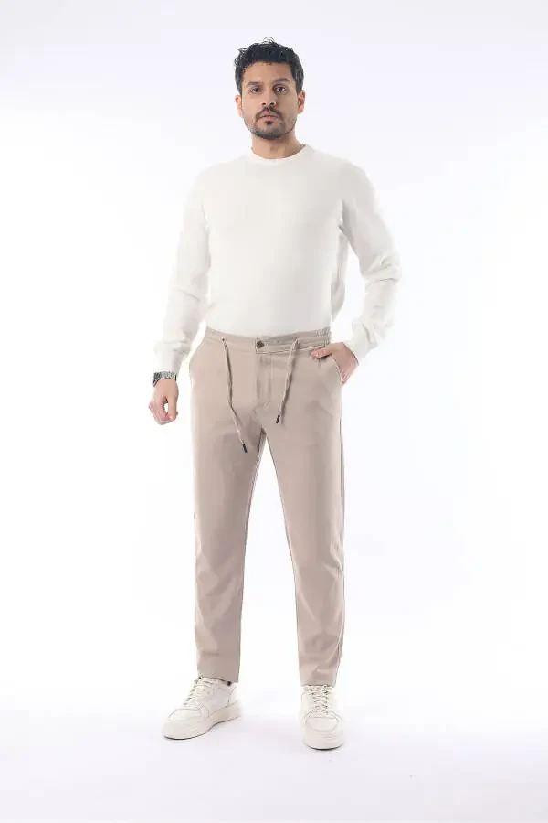 Slimfit Seasonal Beige Lycra Jogger Pants - 3