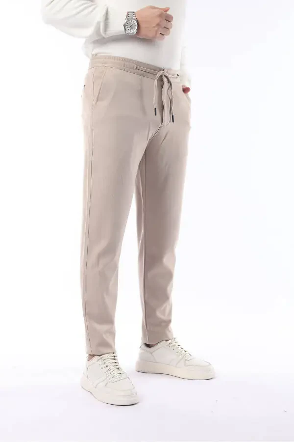 Slimfit Seasonal Beige Lycra Jogger Pants - 4