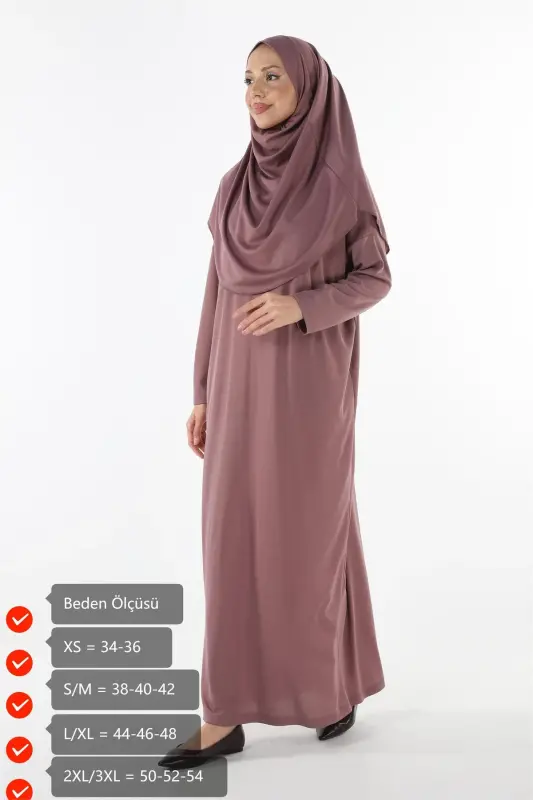 Slip-on One-Piece Headscarf Prayer Dress - 3