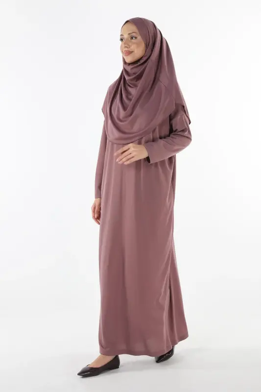 Slip-on One-Piece Headscarf Prayer Dress - 7