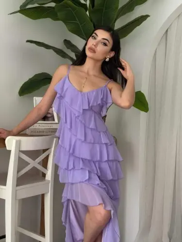 Slit Detailed Dress with Pleats - 3