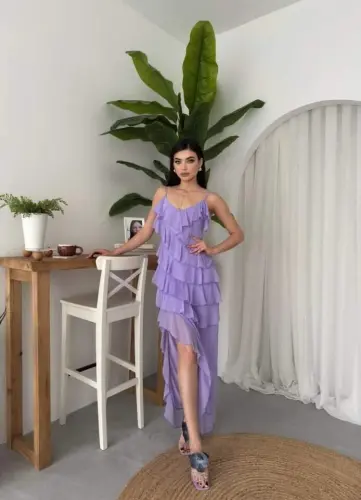 Slit Detailed Dress with Pleats - 4