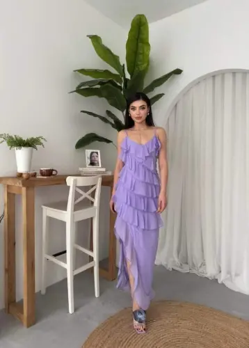 Slit Detailed Dress with Pleats - 6