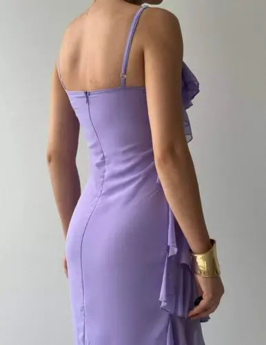 Slit Detailed Dress with Pleats - 7