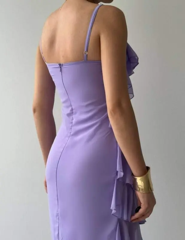 Slit Detailed Dress with Pleats - 7