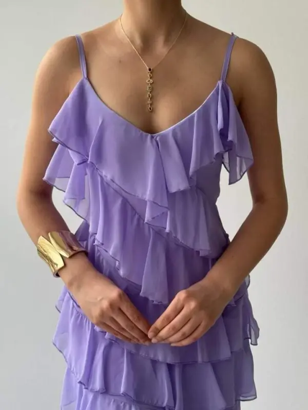 Slit Detailed Dress with Pleats - 9