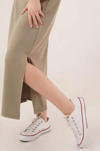 Slit Detailed Short Sleeve Loose Fit Maxi Petrol Dress - BÜYÜKBEDENIZ (1)