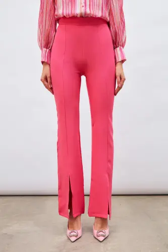 Slit Detailed Spanish Pants - Fuchsia-FUCHSIA - 5