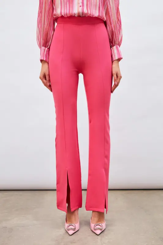 Slit Detailed Spanish Pants - Fuchsia-FUCHSIA - 5