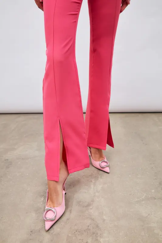 Slit Detailed Spanish Pants - Fuchsia-FUCHSIA - 6