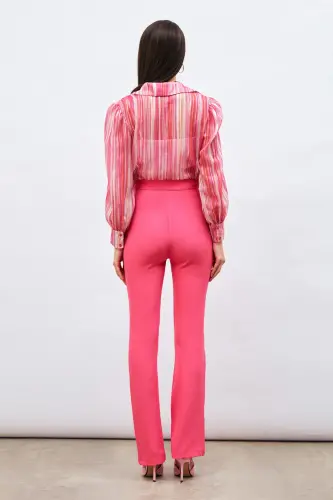 Slit Detailed Spanish Pants - Fuchsia-FUCHSIA - 7