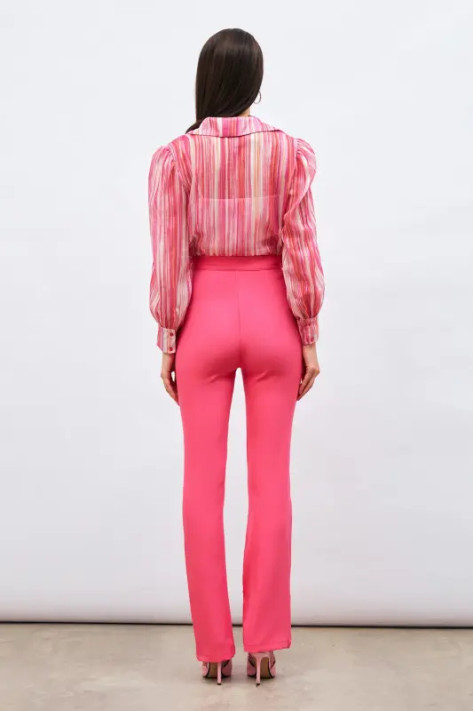Slit Detailed Spanish Pants - Fuchsia-FUCHSIA - 7