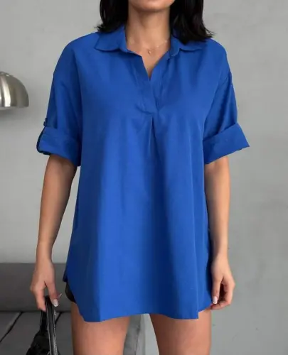 Slit Detailed Tunic Shirt - 3