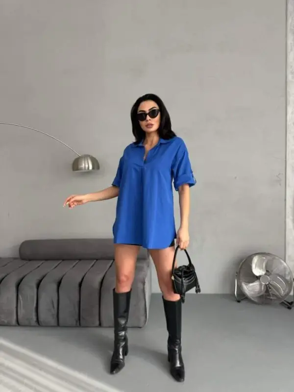 Slit Detailed Tunic Shirt - 4