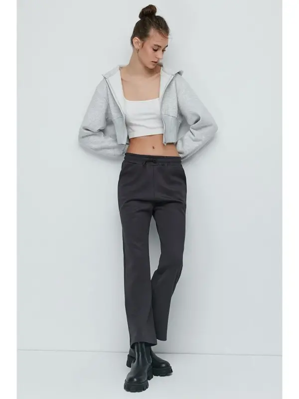 Slit Hem Flare Leggings 843 Smoke Gray - LC WAIKIKI