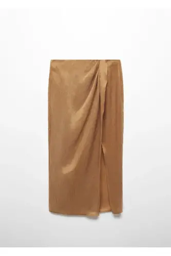 Slit Lyocell Skirt-Tobacco Brown - 4
