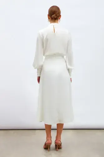 Slit Satin Skirt - Ecru - 8