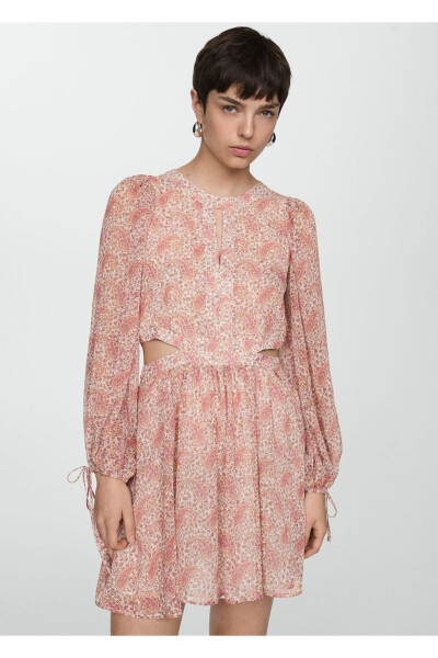 Slit Shawl Print Dress - MANGO