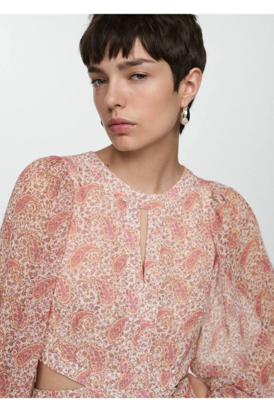 Slit Shawl Print Dress - 6