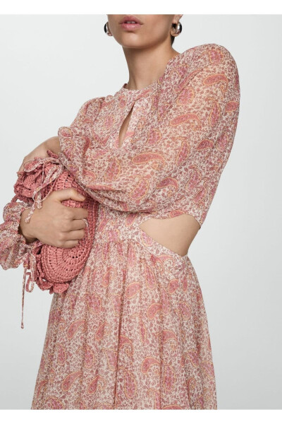 Slit Shawl Print Dress - 7