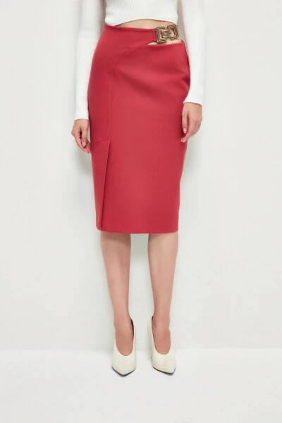 Slit Waist Metal Buckle Pencil Skirt - ADL (1)