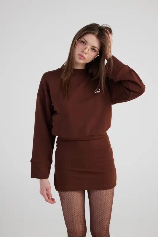 Slit Woven Fabric Mini Claire Dress Brown - 6