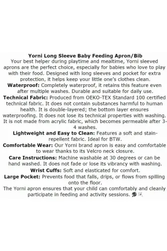 Слюнявчик для кормления, 6-24 мес., водонепроницаемый, с карманом, длинный рукав. - 5