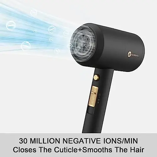 slopehill Professional Ionic Hair Dryer, Powerful 1800W Fast Drying Low Noise Blow Dryer with 2 Concentrator Nozzle 1 Diffuser AttacModazoneents for Home Salon Travel (Black) - 3