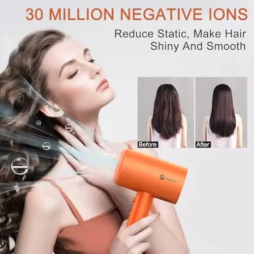 Slopehill Professional Ionic Hair Dryer, Powerful 1800W Fast Drying Low Noise Blow Dryer with 2 Concentrator Nozzle 1 Diffuser AttacModazoneents for Home Salon Travel (Cosmic Orange) - 5