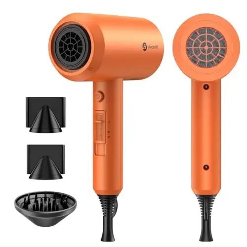 Slopehill Professional Ionic Hair Dryer, Powerful 1800W Fast Drying Low Noise Blow Dryer with 2 Concentrator Nozzle 1 Diffuser AttacModazoneents for Home Salon Travel (Cosmic Orange) - SLOPEHILL