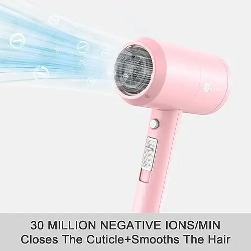 slopehill Professional Ionic Hair Dryer, Powerful 1800W Fast Drying Low Noise Blow Dryer with 2 Concentrator Nozzle 1 Diffuser AttacModazoneents for Home Salon Travel (Pink) - SLOPEHILL (1)