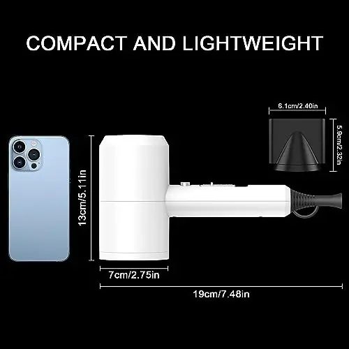 slopehill Professional Ionic Hair Dryer, Powerful 1800W Fast Drying Low Noise Blow Dryer with 2 Concentrator Nozzle 1 Diffuser AttacModazoneents for Home Salon Travel (White) - 5