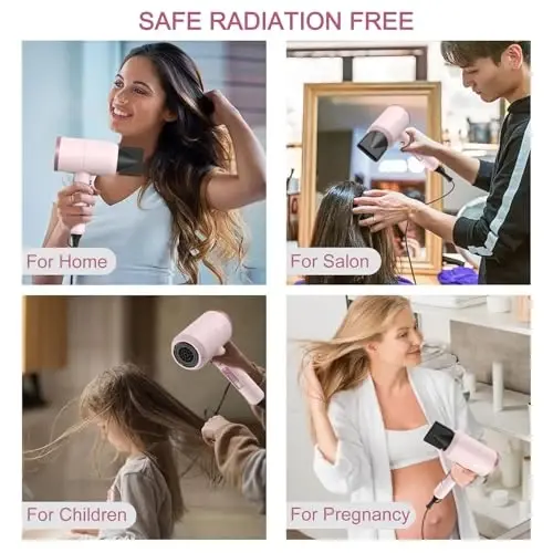 Slopehill Professional Ionic Hair Dryer, Powerful 1800W Fast Drying Low Noise Blow Dryer with 2 Concentrator Nozzle 1 Diffuser AttacModazoneents for Home Salon Travel (Pottery Pink and Rose Gold) - 7