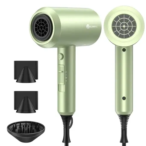slopehill Professional Ionic Hair Dryer, Powerful 1800W Fast Drying Low Noise Blow Dryer with 2 Concentrator Nozzle 1 Diffuser AttacModazoneents for Home Salon Travel (Lime Cream) 