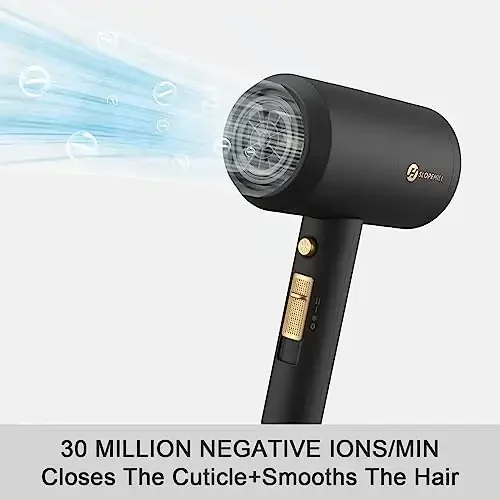 slopehill Professional Ionic Hair Dryer, Powerful 1800W Fast Drying Low Noise Blow Dryer with 2 Concentrator Nozzle 1 Diffuser AttacModazoneents for Home Salon Travel (Black) - 3
