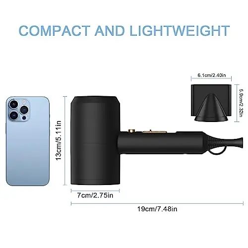 slopehill Professional Ionic Hair Dryer, Powerful 1800W Fast Drying Low Noise Blow Dryer with 2 Concentrator Nozzle 1 Diffuser AttacModazoneents for Home Salon Travel (Black) - 5