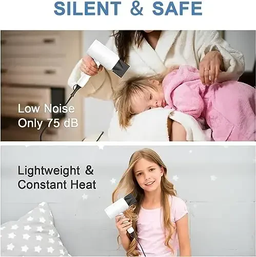 slopehill Professional Ionic Hair Dryer, Powerful 1800W Fast Drying Low Noise Blow Dryer with 2 Concentrator Nozzle 1 Diffuser AttacModazoneents for Home Salon Travel (White) - 6