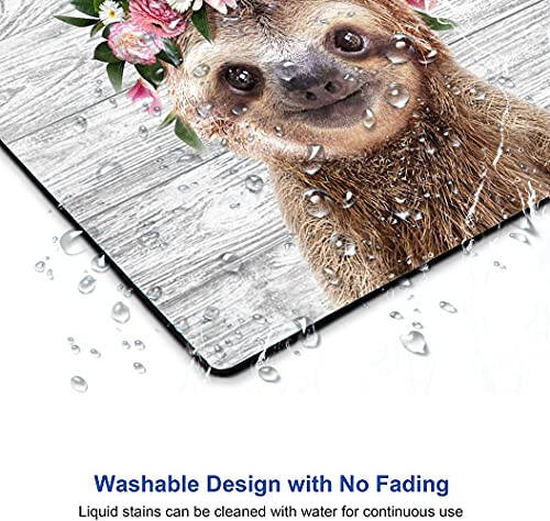 Sloth with Flowers Mouse Pad, Cute Mouse Pad, Animal Mouse Pad, Mouse Mat Square Waterproof Mouse Pad Non-Slip Rubber Base MousePads for Office Laptop, 9.5