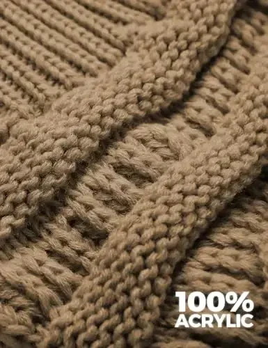 Slouchy Beanies для Женщин Вязаные Шапки Зимние Шапки Женские Подарки Объемная Шапка-Бини Плотная Теплая Шапка-Чулка для Холодной Погоды - 5