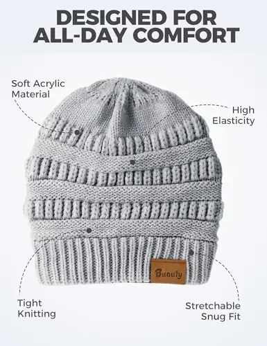 Slouchy Beanies для женщин Вязаные зимние шапки для женщин Подарки Объемная шапка-бини Толстые теплые шапки-чулки для холодной погоды - 6