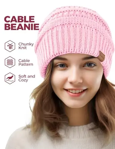 Slouchy Beanies для женщин, вязаные зимние шапки, подарки для дам, толстая шапка-бини, теплые шапки для холодной погоды - MODAZONE (1)