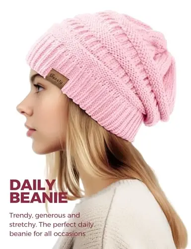 Slouchy Beanies для женщин, вязаные зимние шапки, подарки для дам, толстая шапка-бини, теплые шапки для холодной погоды - 3