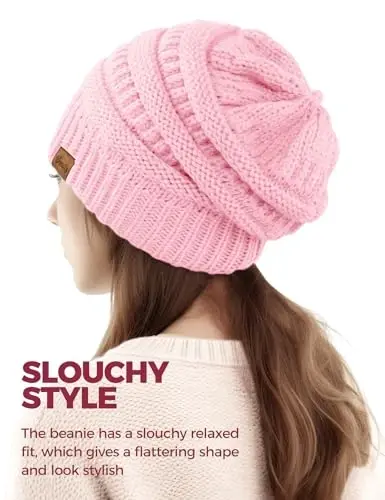 Slouchy Beanies для женщин, вязаные зимние шапки, подарки для дам, толстая шапка-бини, теплые шапки для холодной погоды - 4