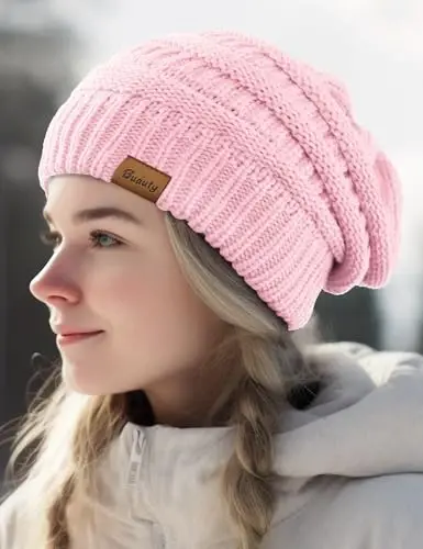 Slouchy Beanies для женщин, вязаные зимние шапки, подарки для дам, толстая шапка-бини, теплые шапки для холодной погоды - 7